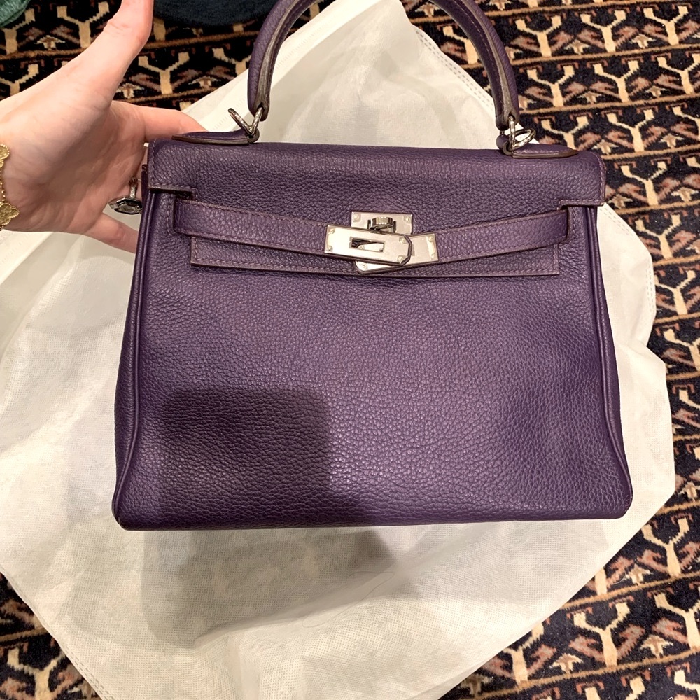 💜SOLD💜Hermes Kelly 28 Bag Deep Purple PHW